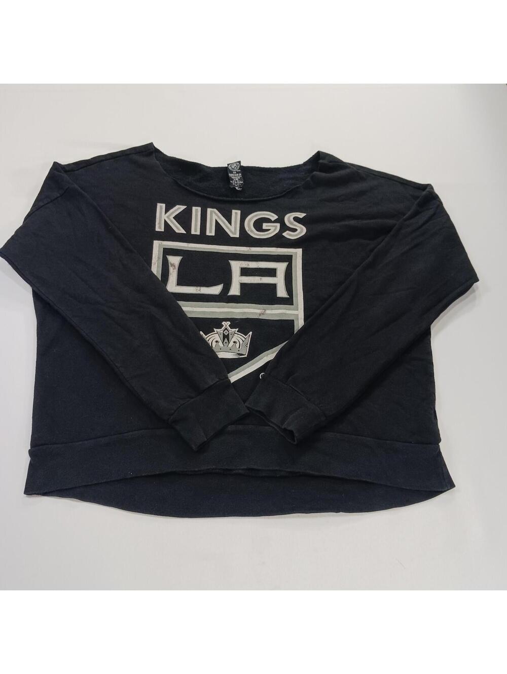NHL KING LA Women's Gray Cotton Cropped Pullover Sweatshirt Size Large